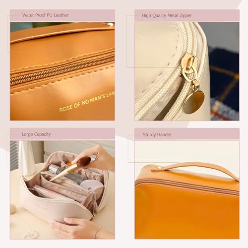 Versatile Travel Makeup Organizer for Women: Makeup Bag, Travel Makeup Pouch, Waterproof, Flat Open Bag, Large-Capacity with Easy-Access Dividers and Sturdy Handle – Perfect for On-the-Go Beauty!