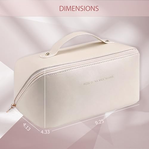 Versatile Travel Makeup Organizer for Women: Makeup Bag, Travel Makeup Pouch, Waterproof, Flat Open Bag, Large-Capacity with Easy-Access Dividers and Sturdy Handle – Perfect for On-the-Go Beauty!